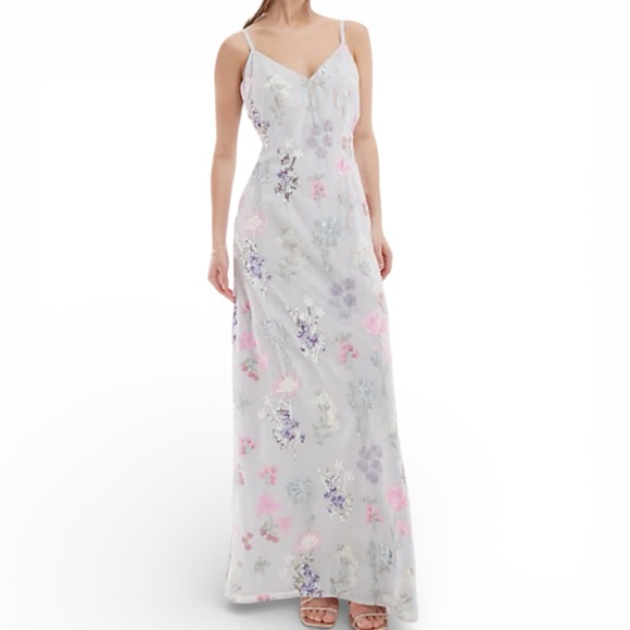 Maya Deluxe Dresses & Skirts - MAYA DELUXE Formal Fairy Floral Embroidered Sequin Slip Maxi Gown Dress Y2K Sz 6